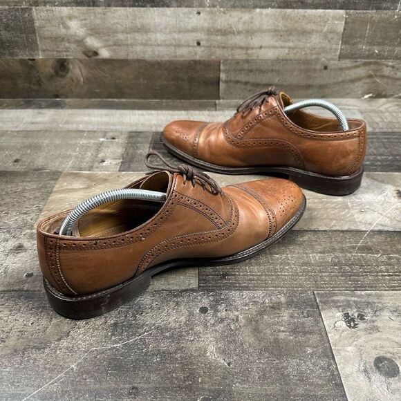 Johnston & Murphy Men’s Size 10.5 Conrad Cap Toe Shoes Brown Calfskin Leather